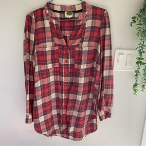 Anthropologie Medford Plaid Flannel Button-Up Top Size 4